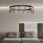 Pendant Light | Modern Ring Metal & Glass | Adjustable Cord