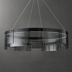 Pendant Light | Modern Ring Metal & Glass | Adjustable Cord