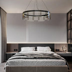 Pendant Light | Modern Ring Metal & Glass | Adjustable Cord