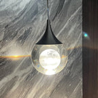Pendant Light | Moon-Shaped Metal & Crystal | LED Included