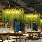 Pendant Light | Natural Green Metal & Glass | 10-Light