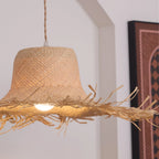 Pendant Light | Natural Rattan & Straw-Hat Design | Adjustable 150 cm Cable