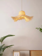 Pendant Light | Natural Rattan & Straw-Hat Design | Adjustable 150 cm Cable