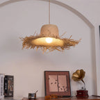 Pendant Light | Natural Rattan & Straw-Hat Design | Adjustable 150 cm Cable