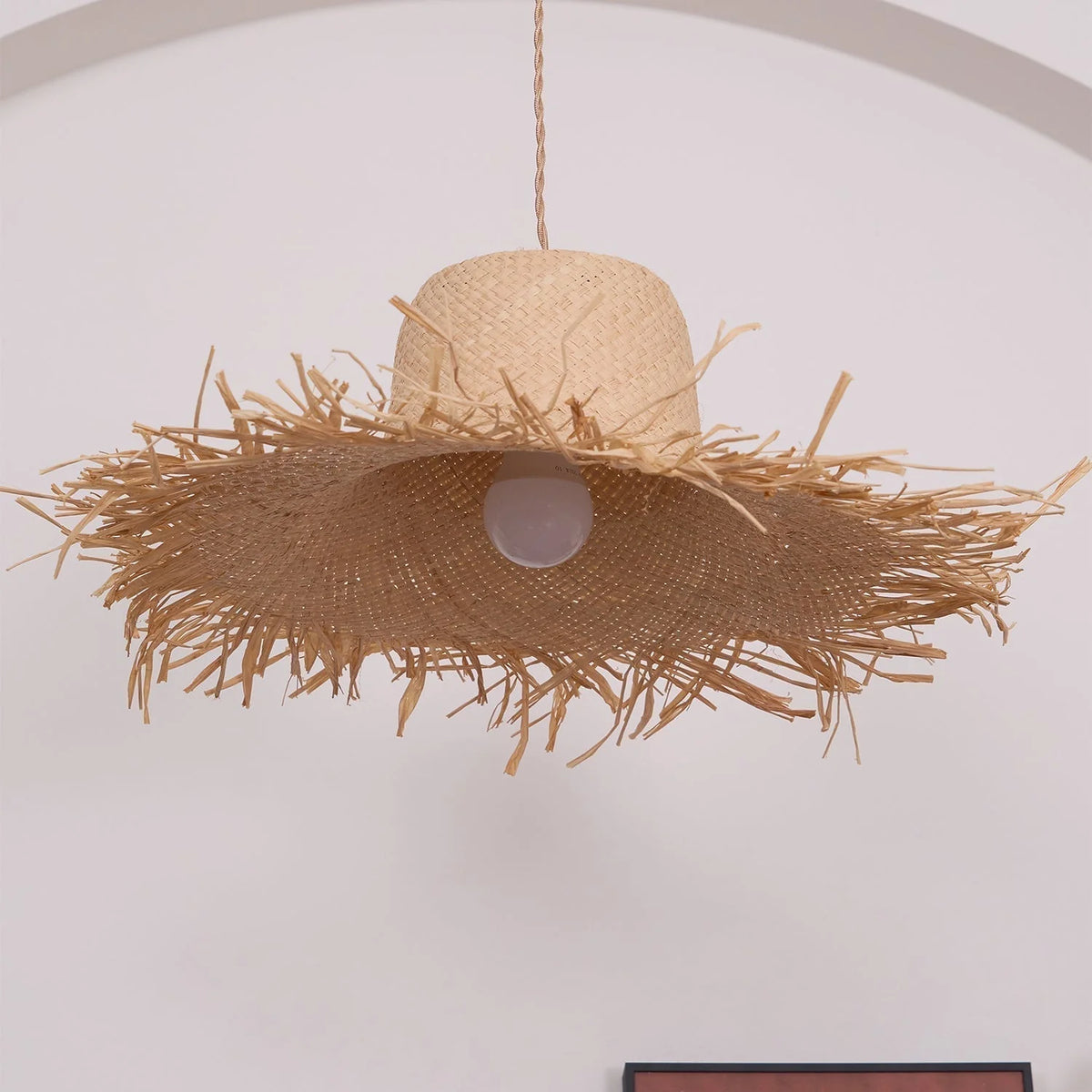 Pendant Light | Natural Rattan & Straw-Hat Design | Adjustable 150 cm Cable