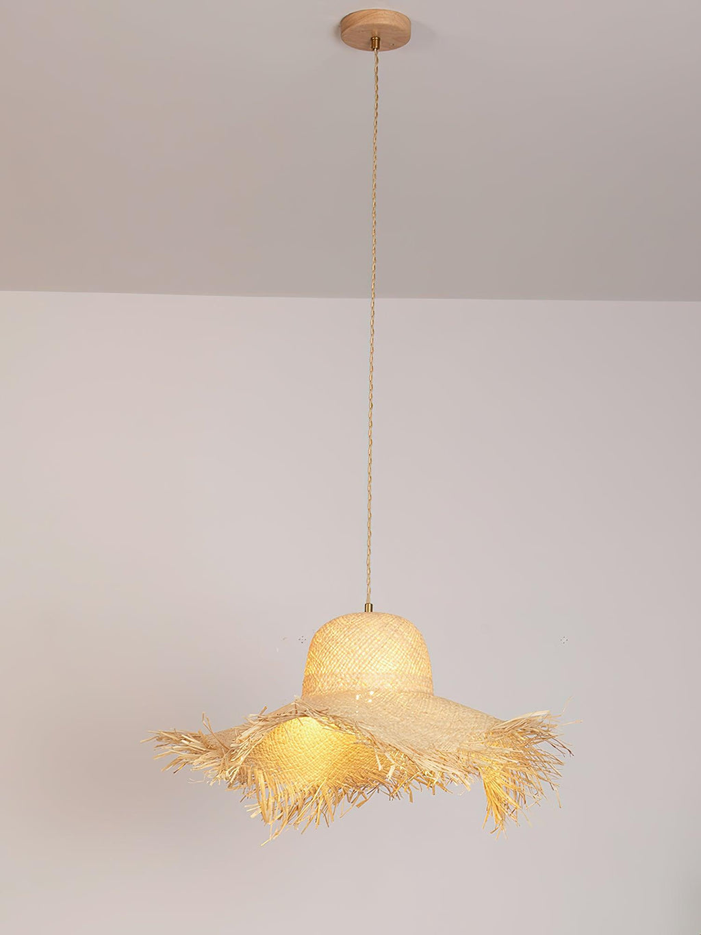Pendant Light | Natural Rattan & Straw-Hat Design | Adjustable 150 cm Cable