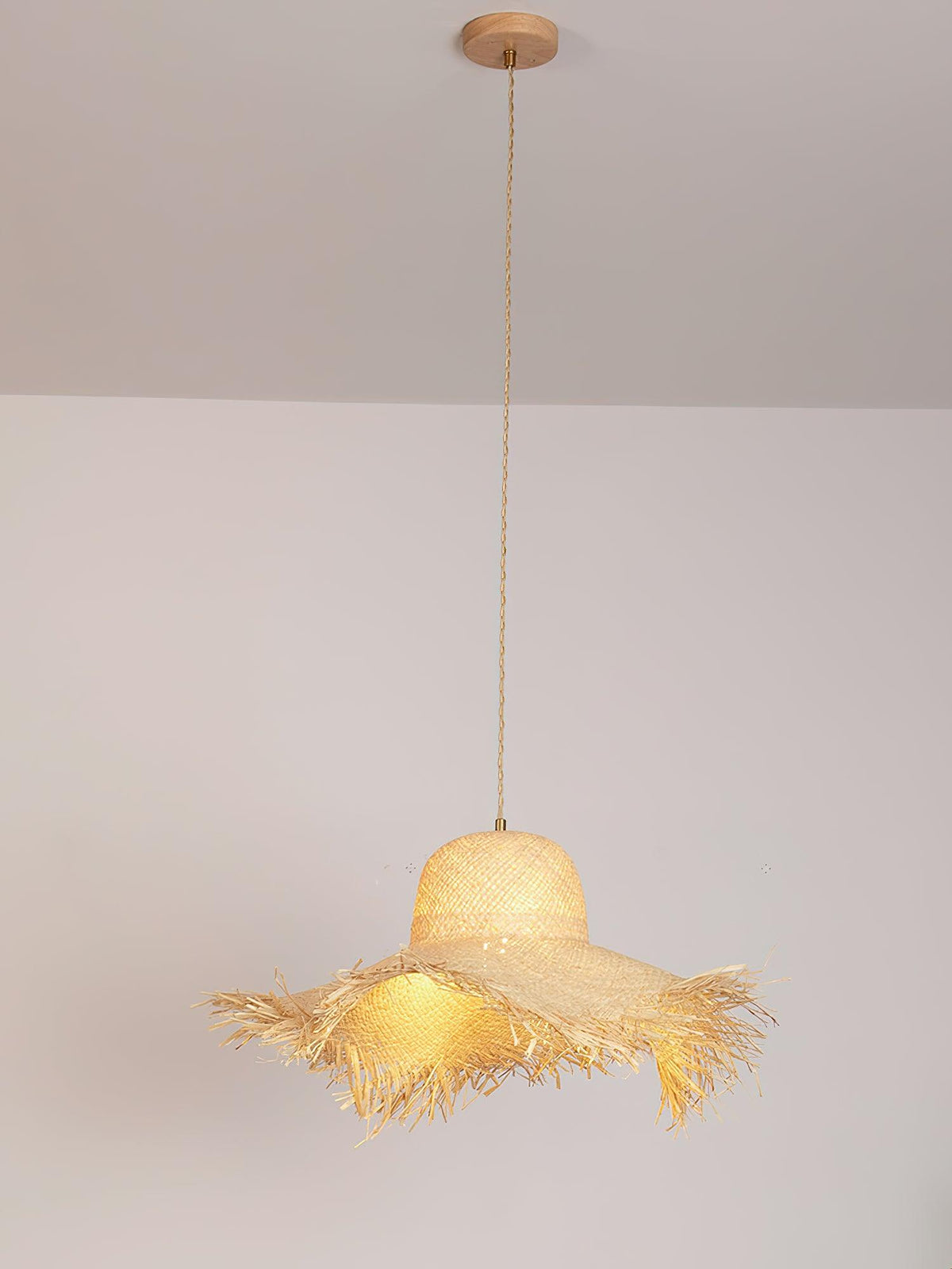 Pendant Light | Natural Rattan & Straw-Hat Design | Adjustable 150 cm Cable