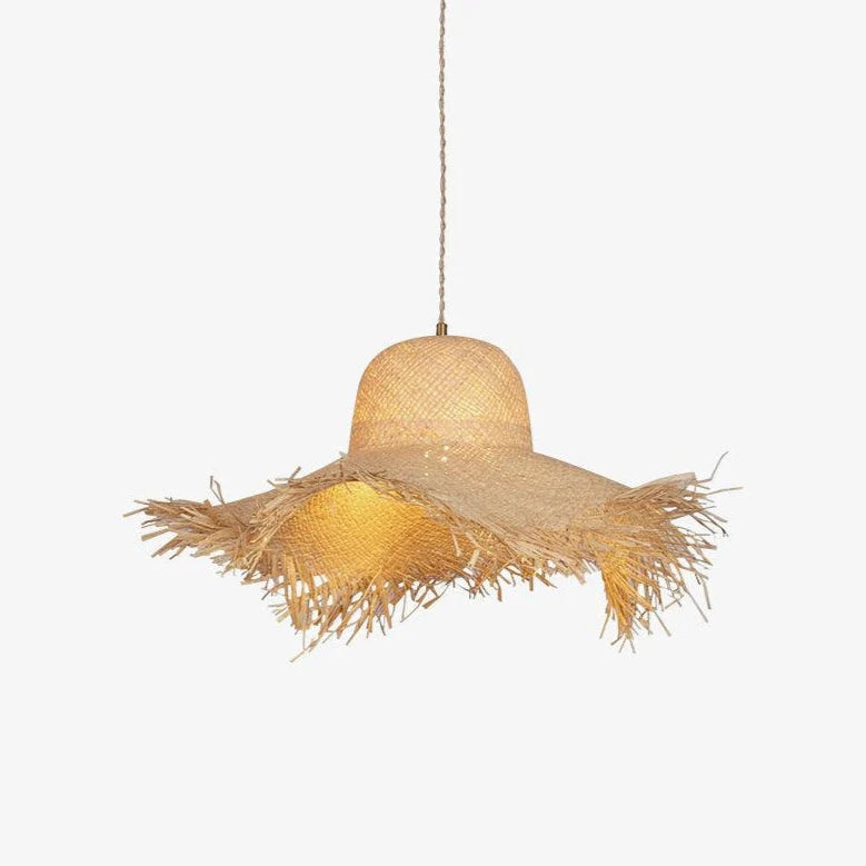 Pendant Light | Natural Rattan & Straw-Hat Design | Adjustable 150 cm Cable