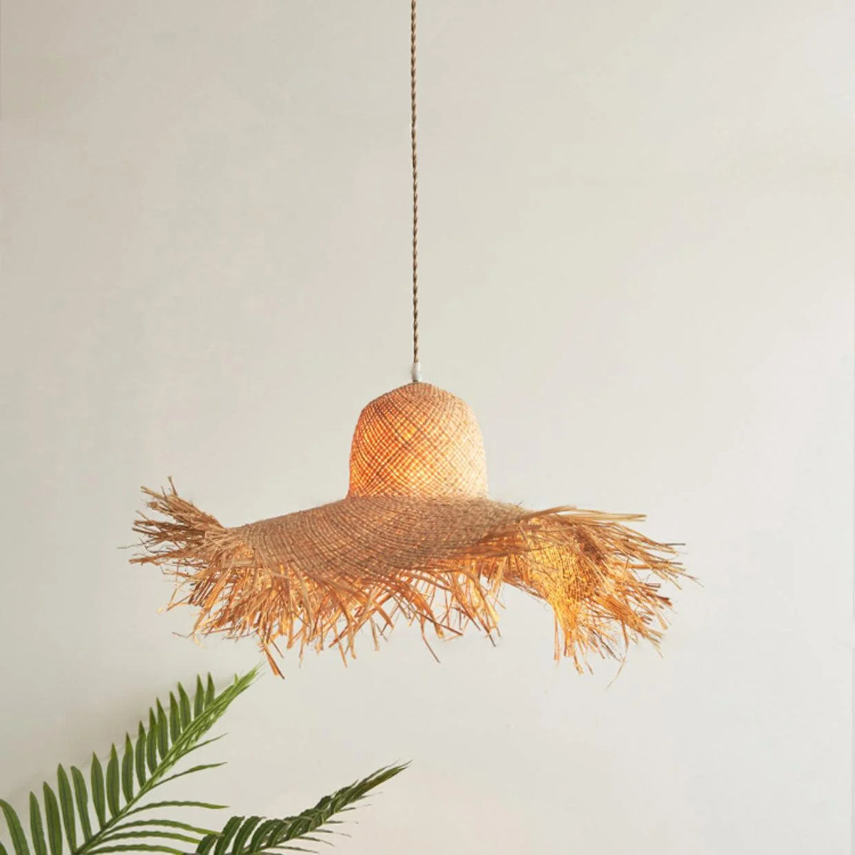 Pendant Light | Natural Rattan & Straw-Hat Design | Adjustable 150 cm Cable
