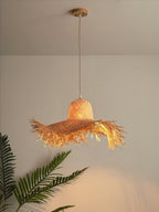 Pendant Light | Natural Rattan & Straw-Hat Design | Adjustable 150 cm Cable