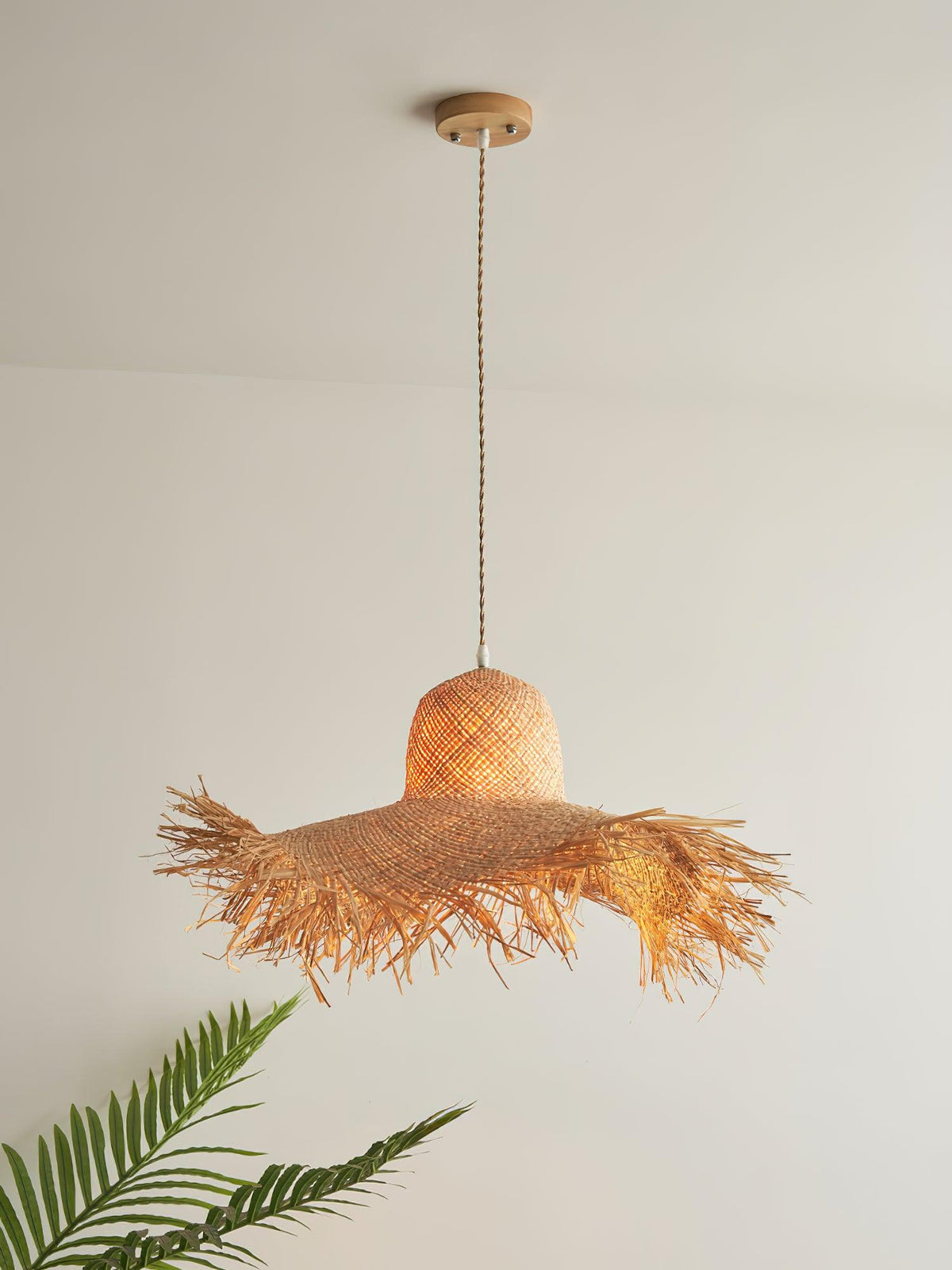 Pendant Light | Natural Rattan & Straw-Hat Design | Adjustable 150 cm Cable