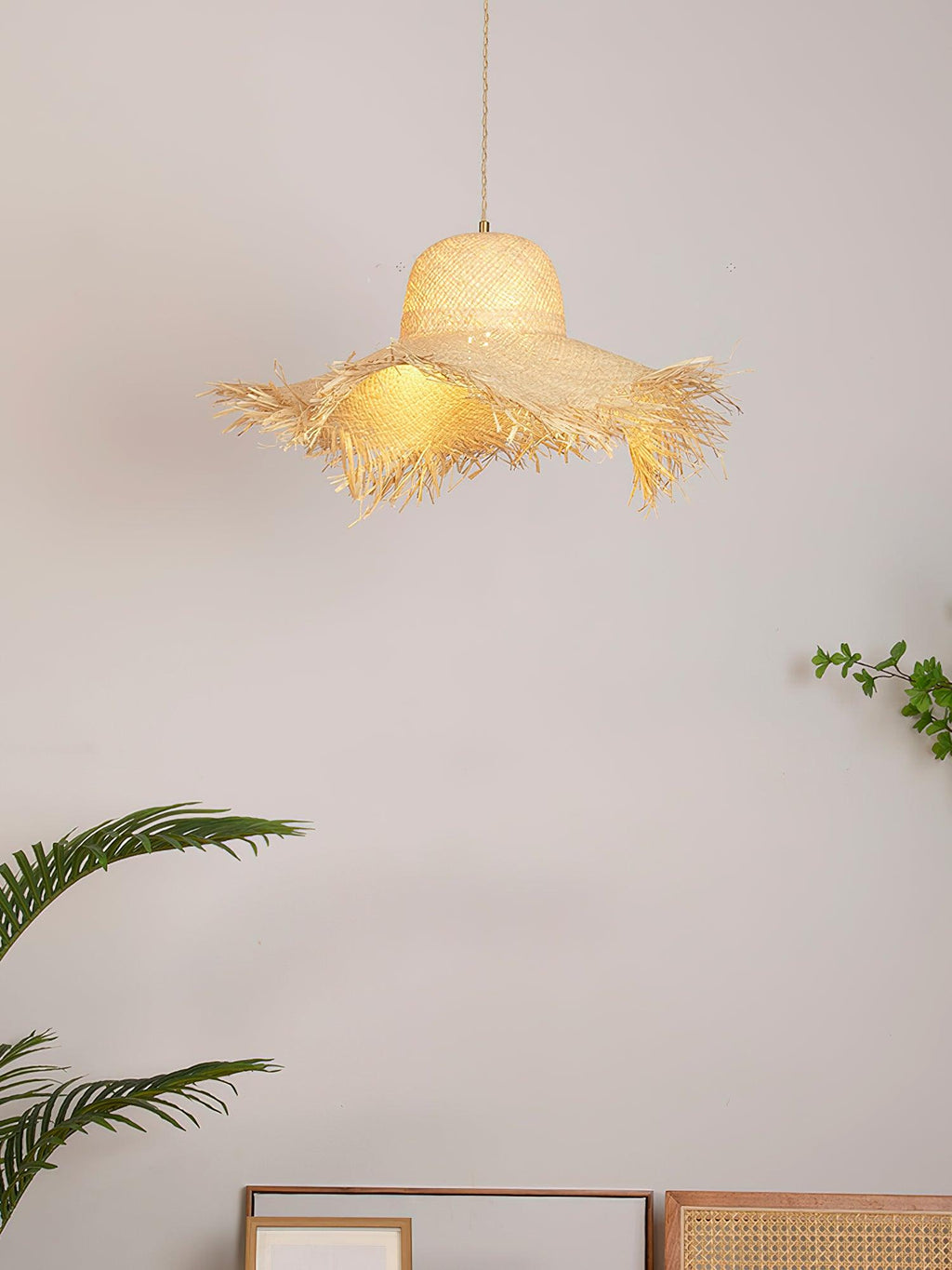 Pendant Light | Natural Rattan & Straw-Hat Design | Adjustable 150 cm Cable