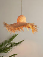 Pendant Light | Natural Rattan & Straw-Hat Design | Adjustable 150 cm Cable