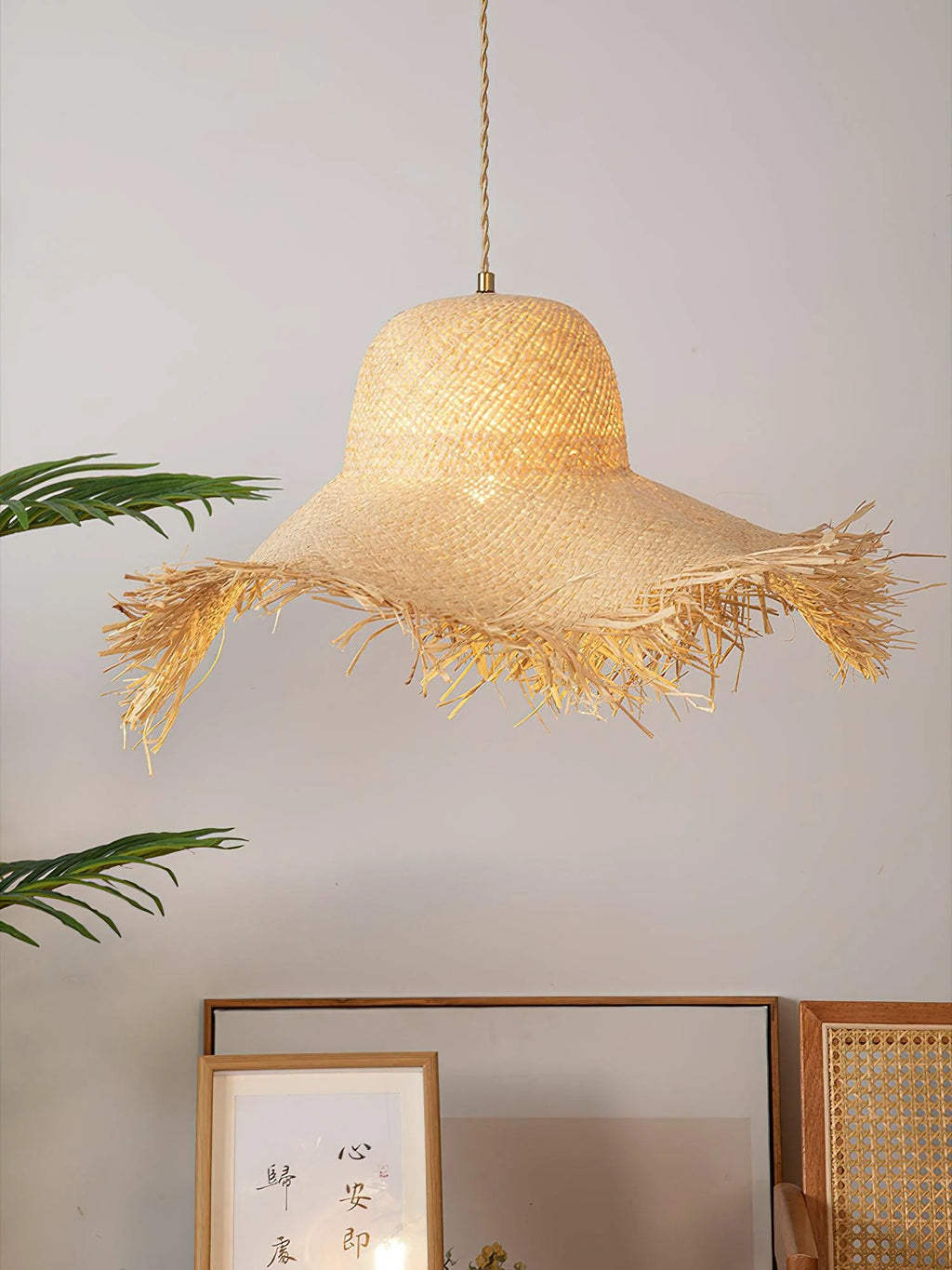 Pendant Light | Natural Rattan & Straw-Hat Design | Adjustable 150 cm Cable