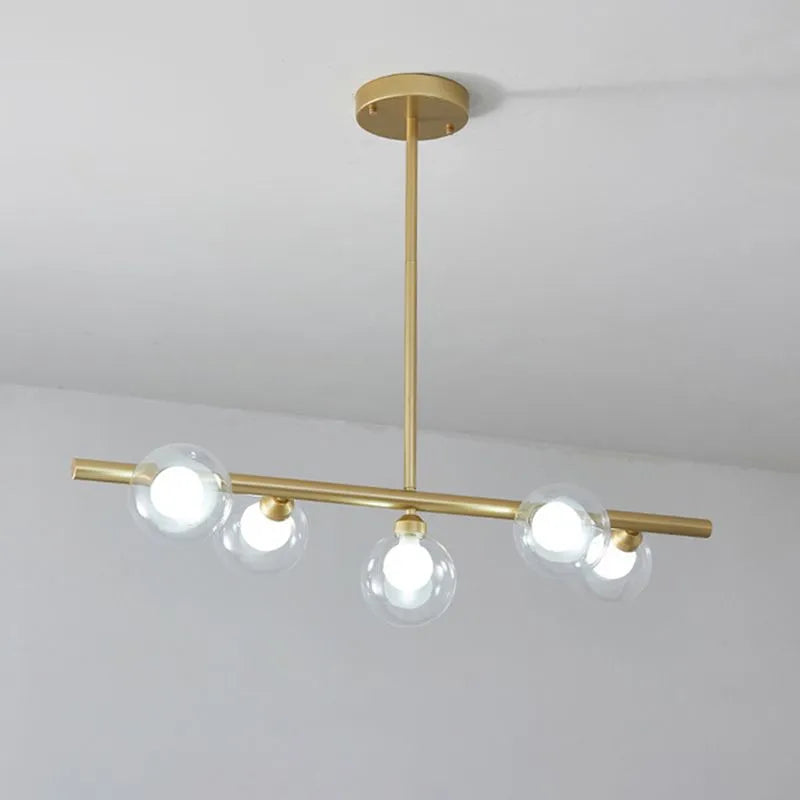 Pendant Light | Nordic Linear Metal & Bubble Glass | 5-6 Lights