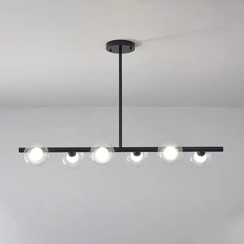 Pendant Light | Nordic Linear Metal & Bubble Glass | 5-6 Lights