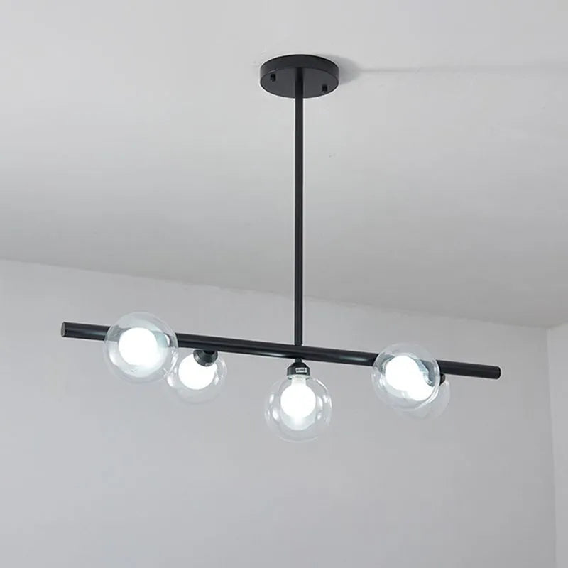 Pendant Light | Nordic Linear Metal & Bubble Glass | 5-6 Lights