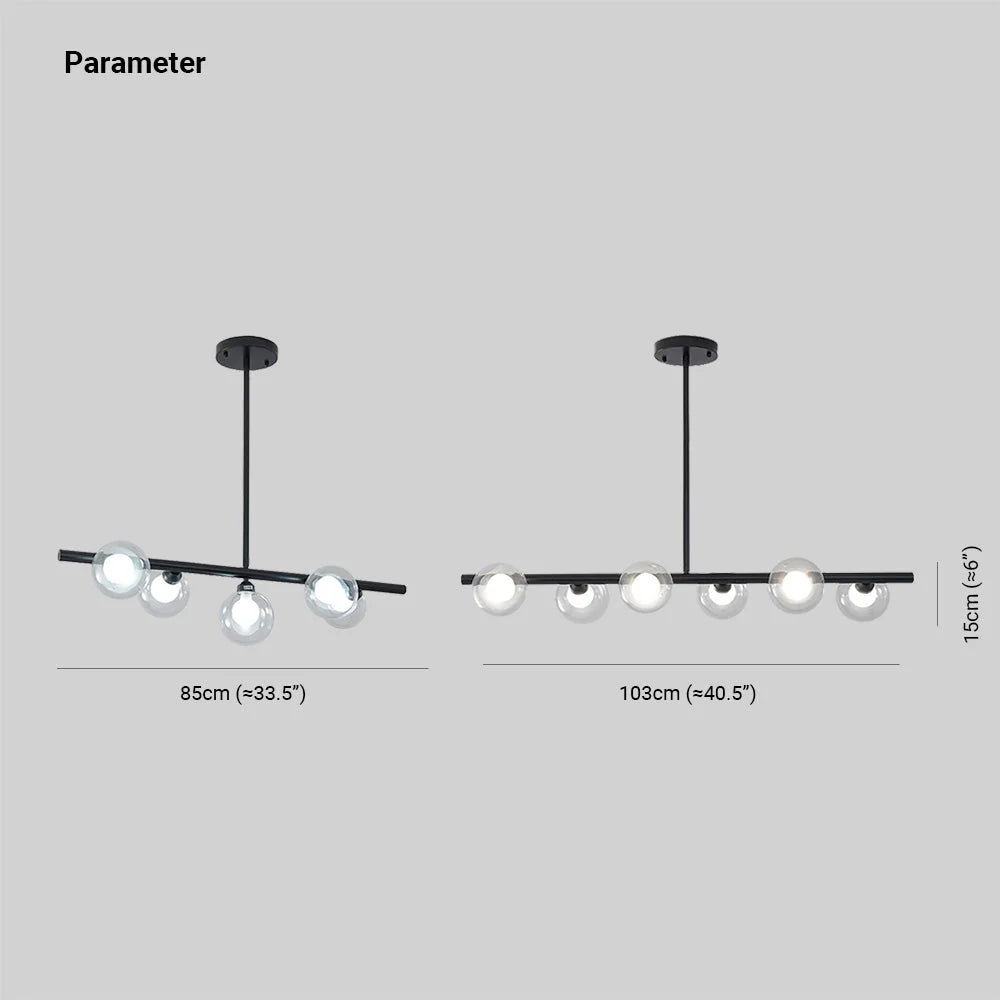 Pendant Light | Nordic Linear Metal & Bubble Glass | 5-6 Lights