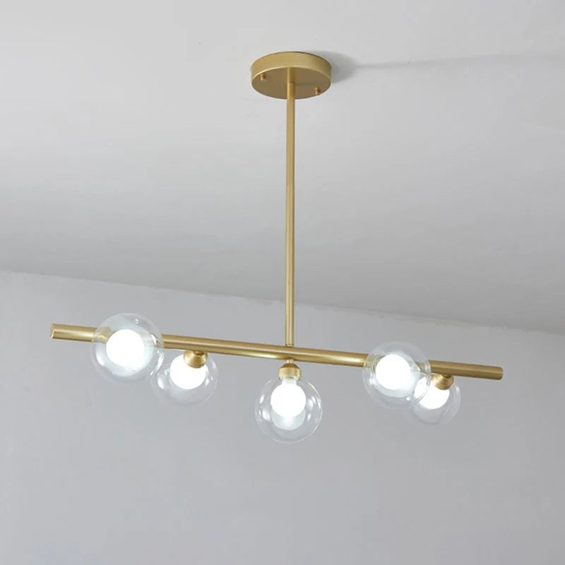 Pendant Light | Nordic Linear Metal & Bubble Glass | 5-6 Lights