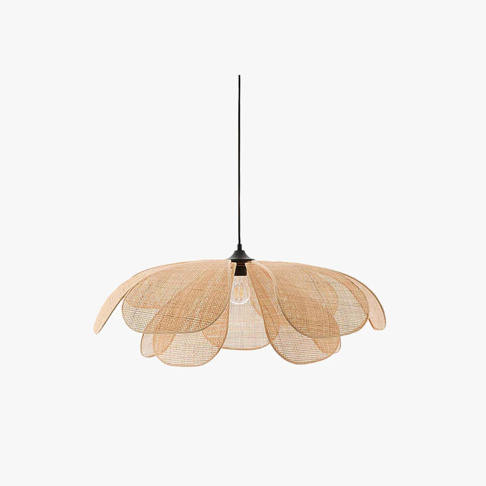 Pendant Light | Petal Rattan Shade & Metal Frame | Bulb Included