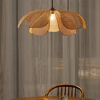Pendant Light | Petal Rattan Shade & Metal Frame | Bulb Included