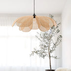 Pendant Light | Petal Rattan Shade & Metal Frame | Bulb Included