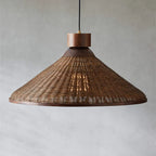 Pendant Light | Rattan Cone Shade & Warm LED