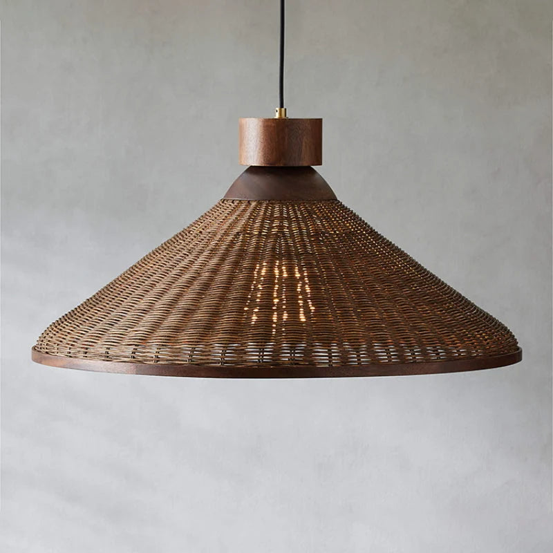 Pendant Light | Rattan Cone Shade & Warm LED