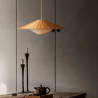 Pendant Light | Rattan Hat Shade & Gold Frame | Adjustable 50 cm Rod