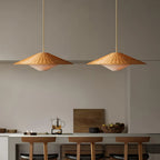 Pendant Light | Rattan Hat Shade & Gold Frame | Adjustable 50 cm Rod