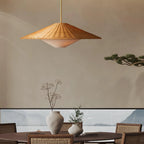 Pendant Light | Rattan Hat Shade & Gold Frame | Adjustable 50 cm Rod
