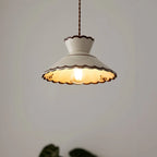 Pendant Light | Scalloped Ceramic Shade & Metal Fixture | 59 In Adjustable Cord