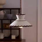 Pendant Light | Scalloped Ceramic Shade & Metal Fixture | Adjustable Cord