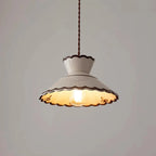 Pendant Light | Scalloped Ceramic Shade & Metal Fixture | Adjustable Cord