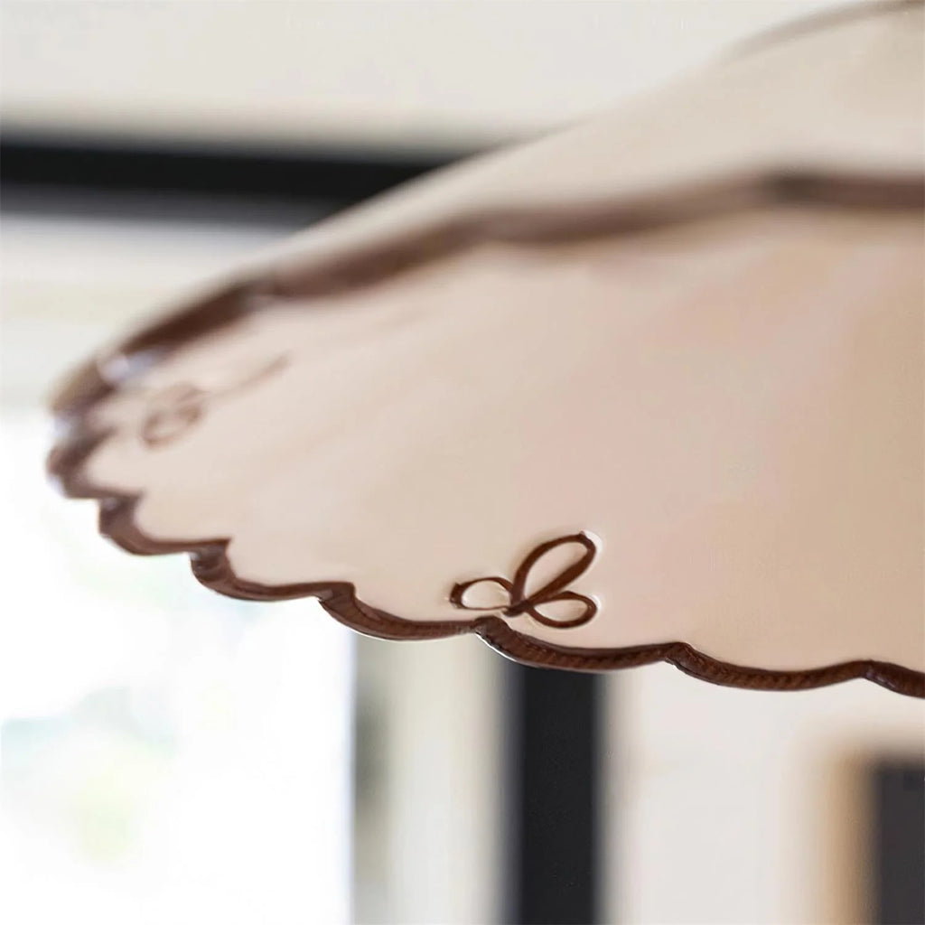 Pendant Light | Scalloped Ceramic Shade & Metal Fixture | Adjustable Cord