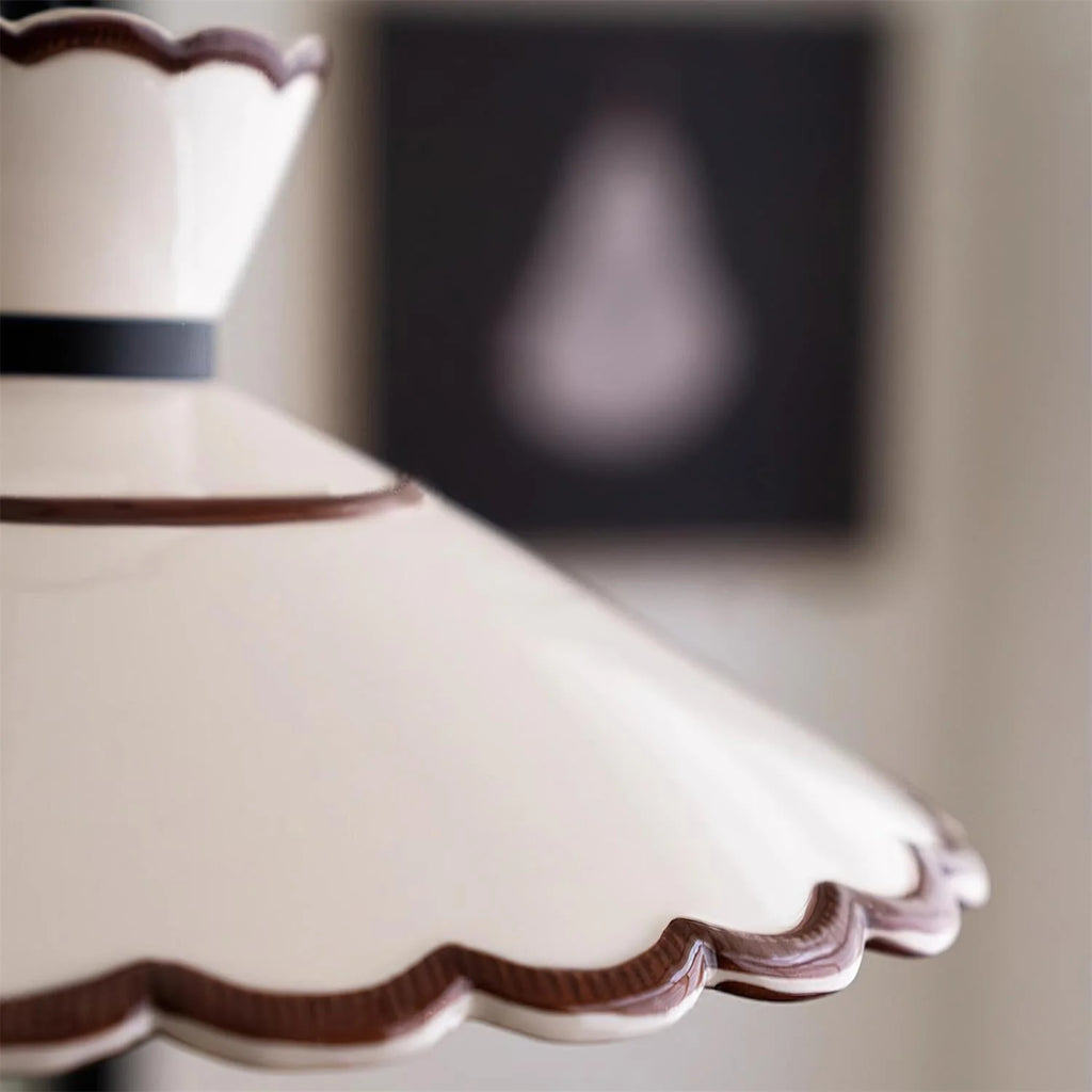 Pendant Light | Scalloped Ceramic Shade & Metal Fixture | Adjustable Cord