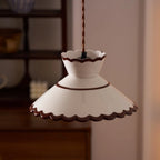 Pendant Light | Scalloped Ceramic Shade & Metal Fixture | Adjustable Cord
