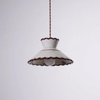 Pendant Light | Scalloped Ceramic Shade & Metal Fixture | Adjustable Cord