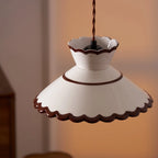 Pendant Light | Scalloped Ceramic Shade & Metal Fixture | Adjustable Cord