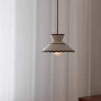Pendant Light | Scalloped Ceramic Shade & Metal Fixture | Adjustable Cord