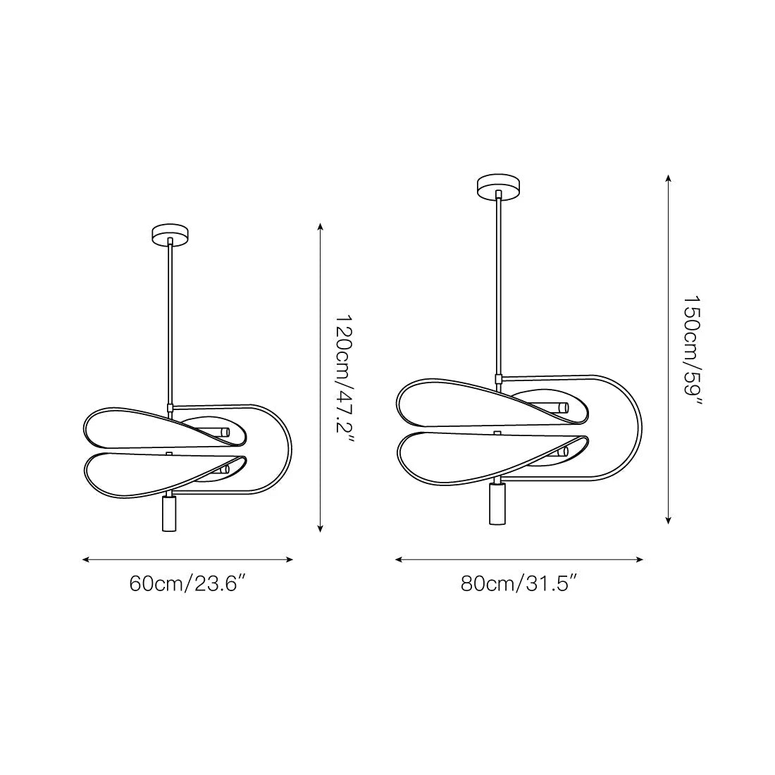 Pendant Light | Sculptural Acrylic Tube & Integrated LED | 60/80 cm