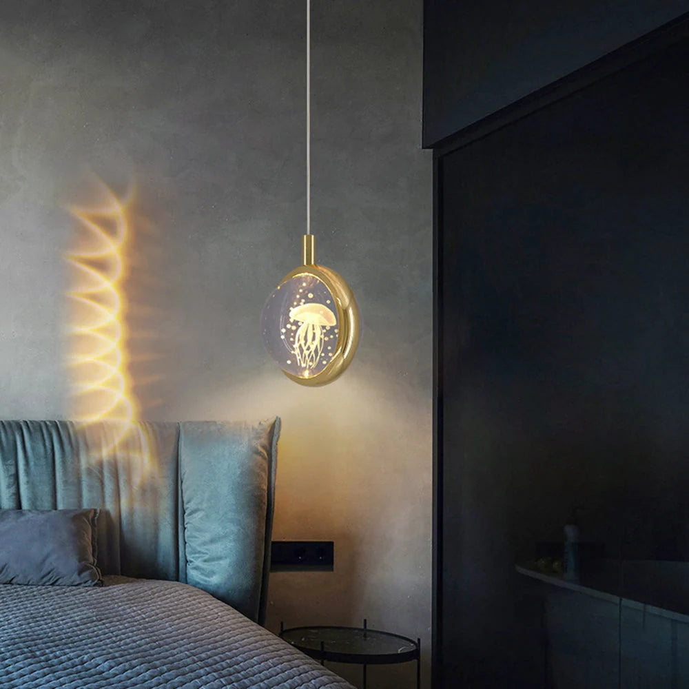 Pendant Light | Spherical Crystal Globe & Gold Finish