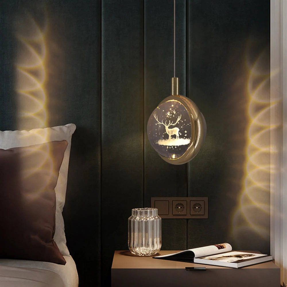 Pendant Light | Spherical Crystal Globe & Gold Finish