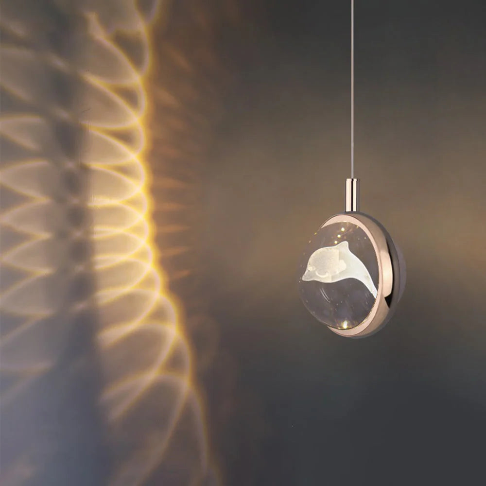 Pendant Light | Spherical Crystal Globe & Gold Finish