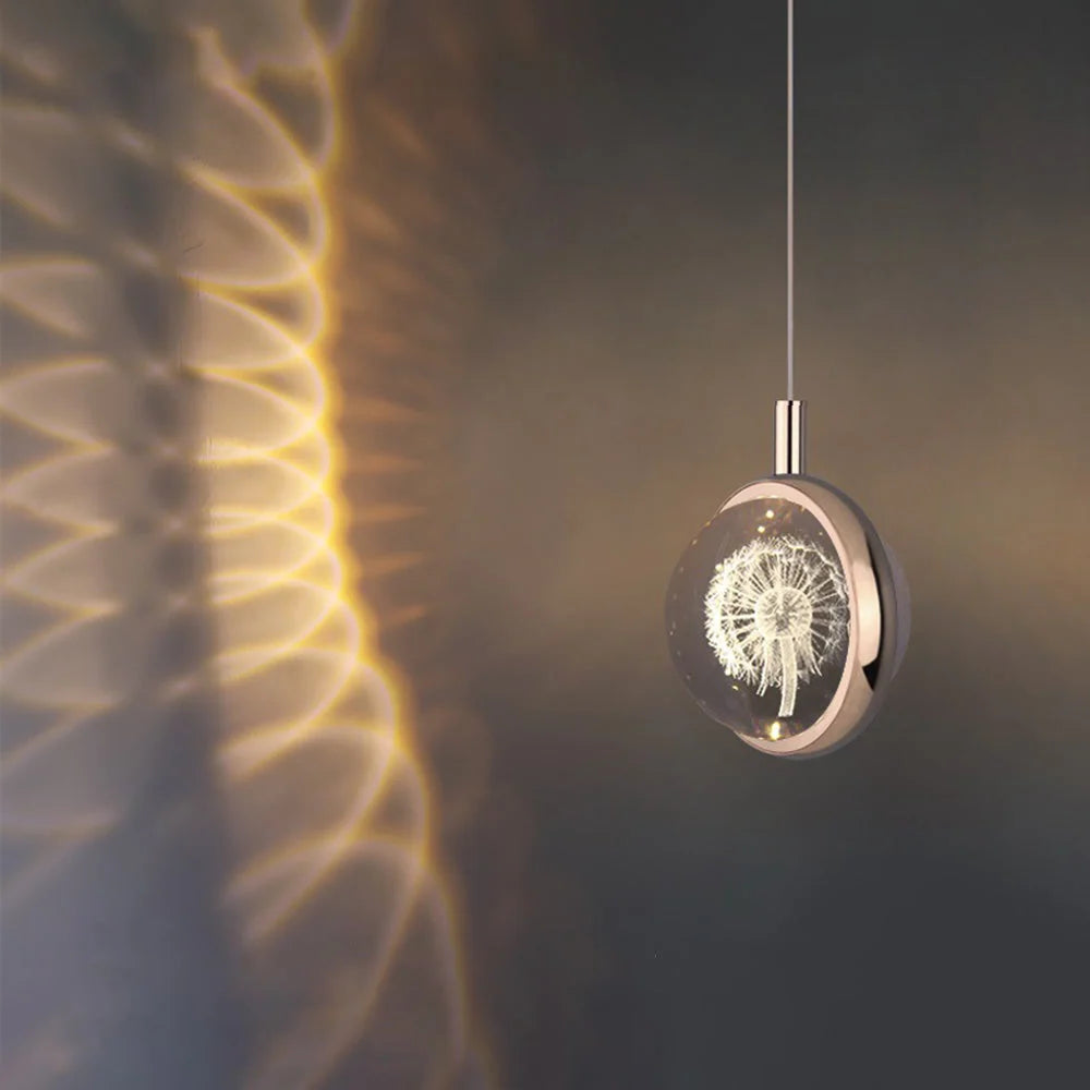 Pendant Light | Spherical Crystal Globe & Gold Finish
