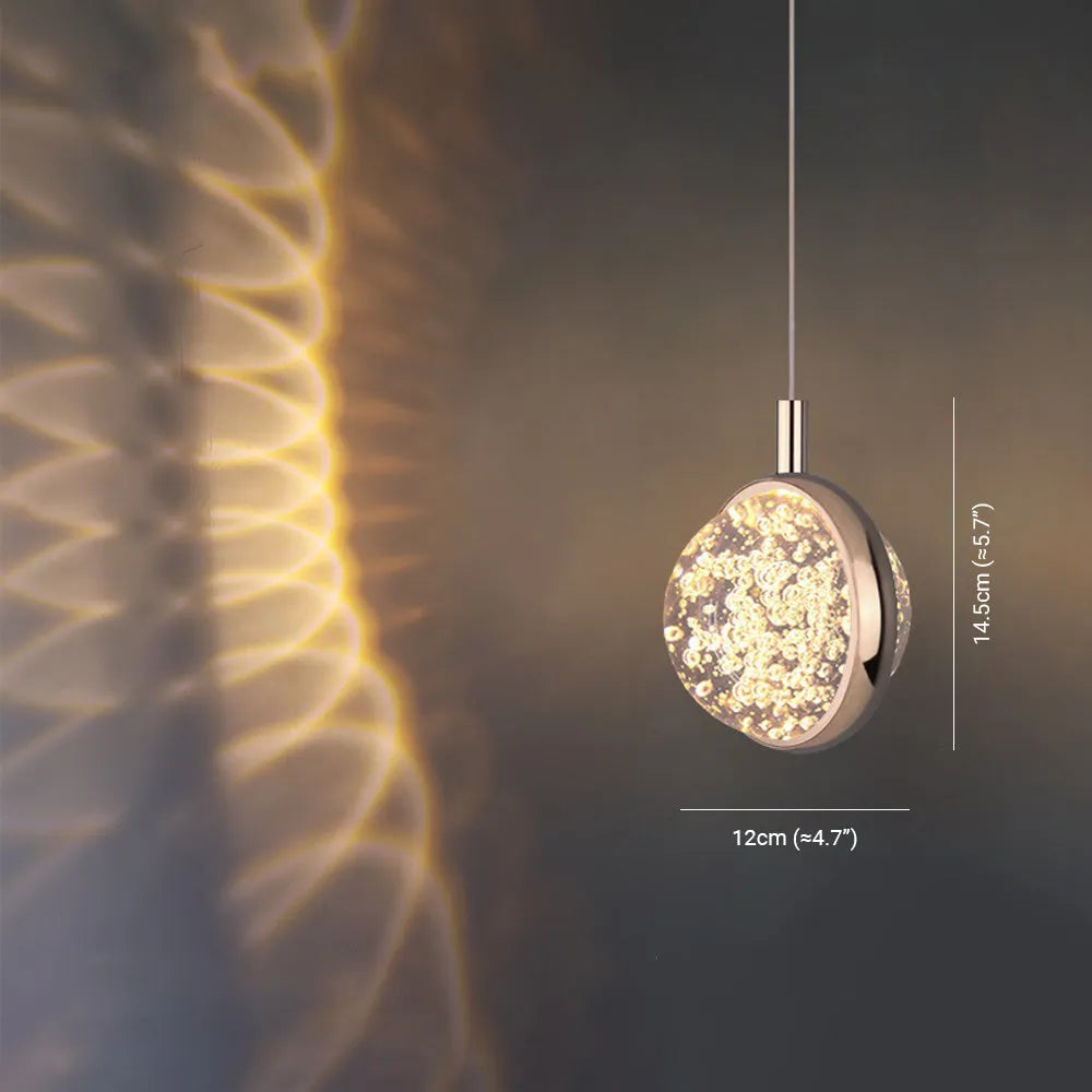 Pendant Light | Spherical Crystal Globe & Gold Finish