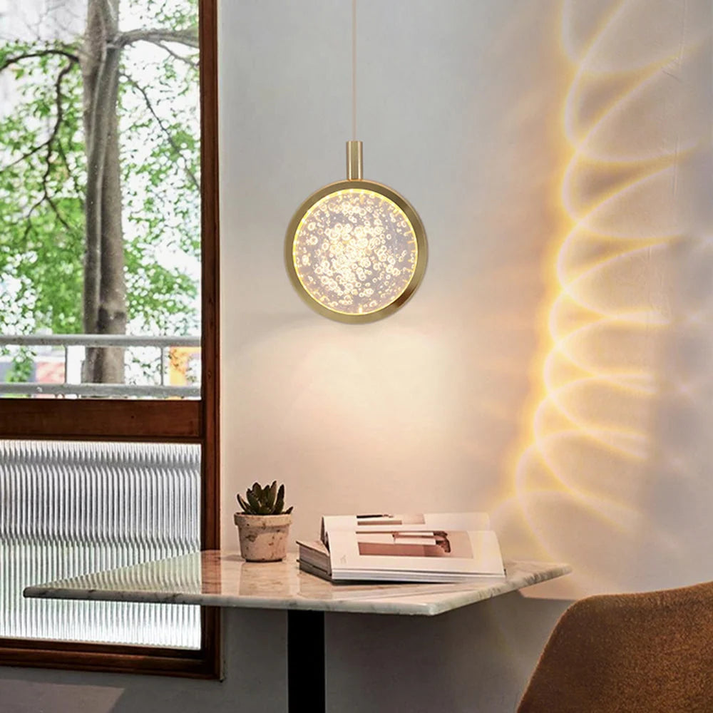 Pendant Light | Spherical Crystal Globe & Gold Finish