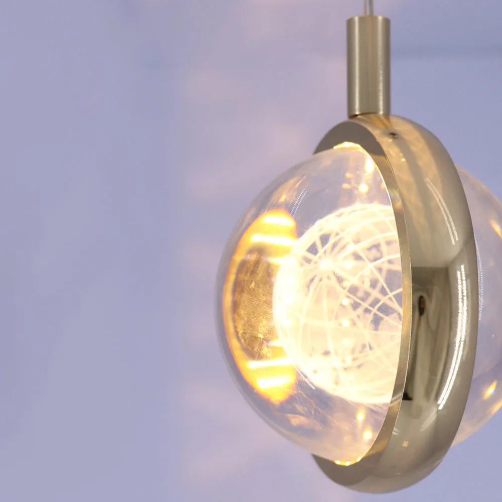 Pendant Light | Spherical Crystal Globe & Gold Finish