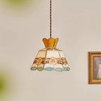 Pendant Light | Stained Glass Floral & Metal Frame