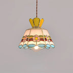 Pendant Light | Stained Glass Floral & Metal Frame